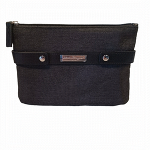 SALVATORE Ferragamo cosmetic pouch makeup bag case grey canvas